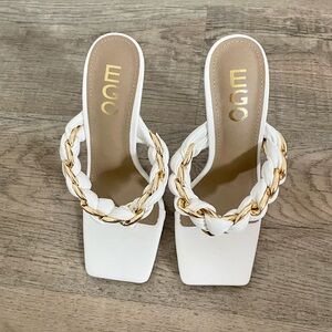 NEW EGO Elegant White and Gold Heels size 5